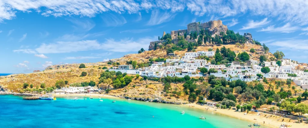 featured aerial lindos village rhodes greece